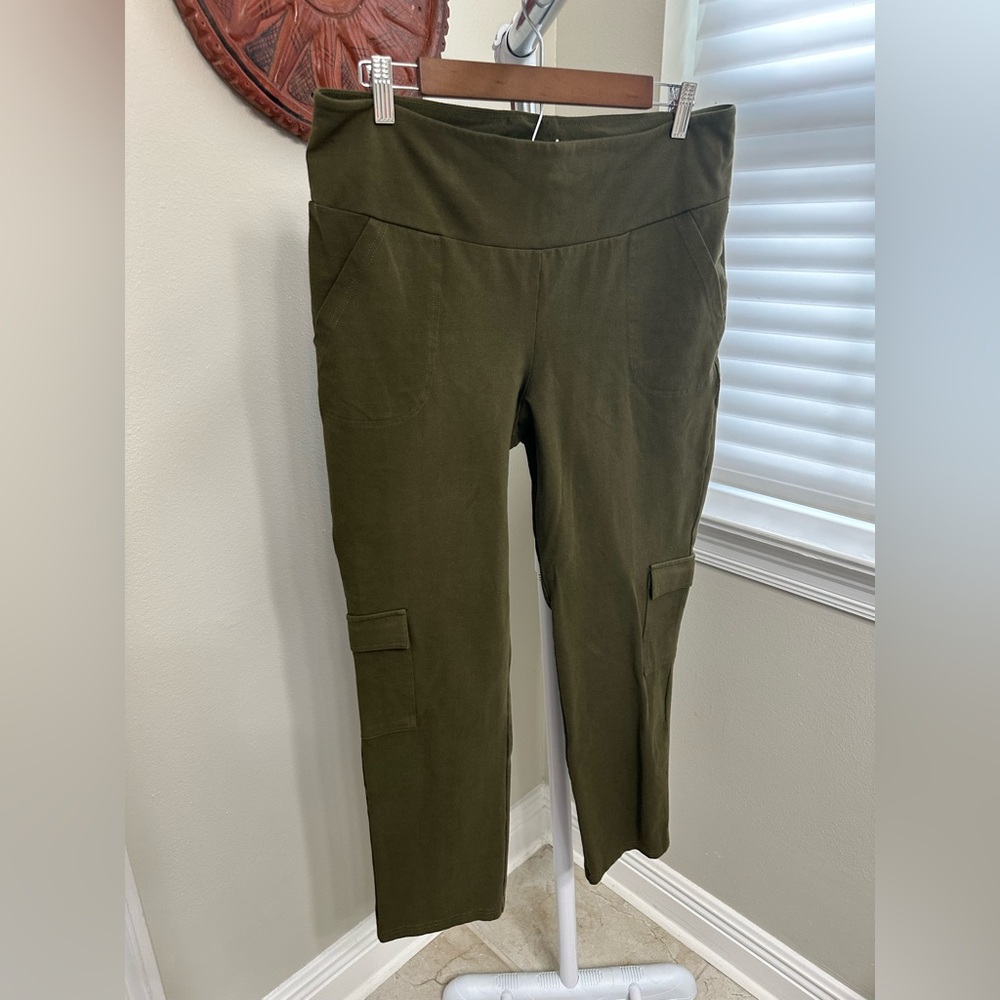 Women with Control Olive Green Leggings, wide Leg, 12P